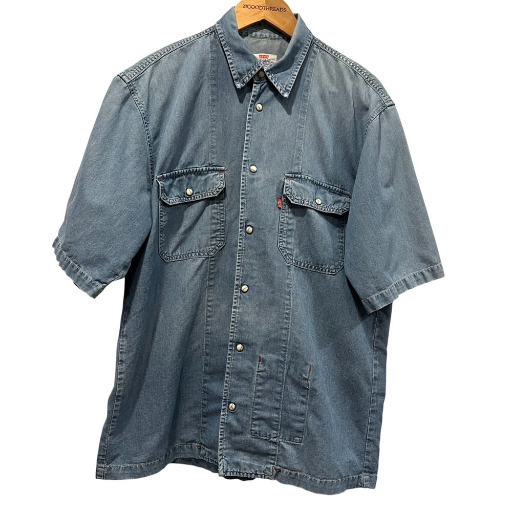 Levi's Vintage Denim Short Sleeve Snap Work Shirt, L